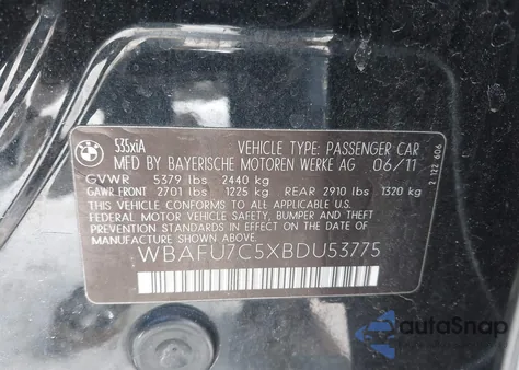 2011 BMW 535I xDrive z USA, uszkodzony, nr VIN WBAFU7C5XBDU53775